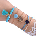 Fashion Compass Elbow Turquoise Diamond Scallop Pendant 6-piece Bracelet