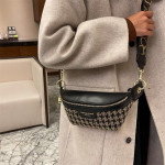 Popular New Autumn And Winter Houndstooth Hand Holding Saddle Bag Casual Shoulder Messenger Bag