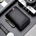 Men's Large-capacity Zipper Real Cowhide Card Case