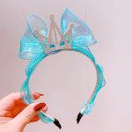 Hd1169A1 Korean Princess Wind Bright Face Mermaid Ji Net Yarn Bow Bright Diamond Crown Children'S Headband Headband Hair Accessories