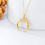 14K Real Gold Moon Pendant Necklace