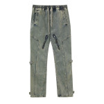 Niche Zipper Straight Leg Jeans Men's High Street Splicing Casual Pants