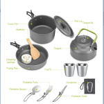 Camping Teapot Set Pot Stove Set 2-3 People Picnic Stove Tableware