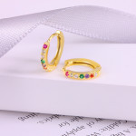 S925 Sterling Silver Colorful Crystals Ear Clip Simple