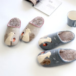 Cute Cartoon Squirrel Affixed Cloth Embroidered Slippers Indoor Non-slip Couple Platform Slippers