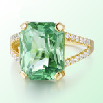 Zhen Rong new European and American fashion engagement rings mosaic green tourmaline ornaments wholesale a replacement