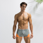 Sexy Youth Spliced Side Pocket Zipper Boxer Trunks