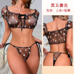 Mesh Petals Underwear Tube Top Panties Set