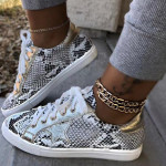 Snakeskin PU Women's Shoes Flat Sneakers Sneakers