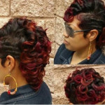 European And American Women Short Hair Wig Black Highlights Wine Red