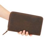 Cowhide Grab Bag With Large Capacity Retro And Simple Men's Long Style