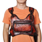 Men's Outdoor Vintage Top Layer Cowhide Chest Bag