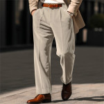 Men's Formal Velvet Front Pocket Straight Trousers