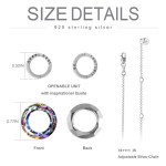 925 Silver Circle Crystal Pendant Necklace for Women Girls 