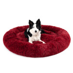 Fluffy Donut Dog Bed Warm Soft Long Plush Pet Cushion Dog House Cat Bed Washable Pet Sofa Mat Calming Samll Large Dog Beds