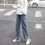 Loose Straight Spring And Autumn Thin High Waist Drape Wide Leg Jeans