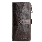 Fashion Stitching Long Cowhide Leather Men's Wallet