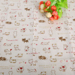 Cat Head Printing Handmade Linseed Cotton DIY Tablecloth Door Curtain Pillow Background Fabric