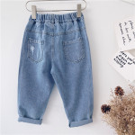 Fashion Simple Children's Loose Ripped Jeans