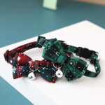 Christmas Snowflake Plaid Bow Bell Cat Collar