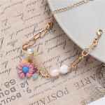 Flower Metal Chain Tassel Bracelet