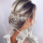 Gold And Silver Crystal Gauze Dress Accessories Headdress