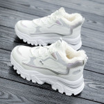 Warm Thick Sole With Velvet Lace Up Casual Sports Student Running Shoes