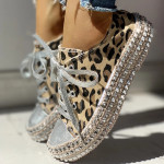 Studded leopard print canvas shoes