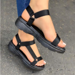 Rainbow color velcro flat sandals for women