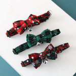 Christmas Snowflake Plaid Bow Bell Cat Collar