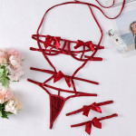 Lace Halter Stitching Bowknot Underwear Suit