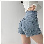 Small Man Waist Cross Woven Super High Waist Tummy Denim Shorts Women