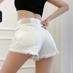 Women's High Waist Wide Legs Irregular Ripped Raw Edge Denim Shorts