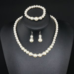 Three-piece Pearl Necklace Bracelet And Earrings