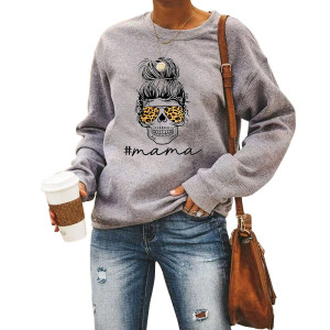 Leopard Print Glasses Printed Round Neck Long-sleeved Sweater