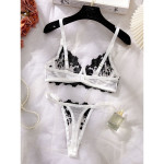 Lace French Bra Embroidery Steel Ring Ultra-thin Underwear Sexy Bra Suit