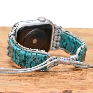 Bohemian Style Stone Watch With Single Layer Simple Blue Sesame Stone Strap Bracelet