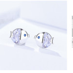 S925 Sterling Silver All-match And Fresh Kissing Gourami Stud Earrings