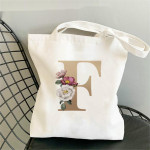 Monogram Flower Print Single Shoulder Canvas Bag